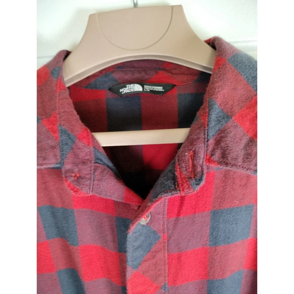 The North Face Flannel Shirt Mens Large Red Black Buffalo Check Long Sleeve